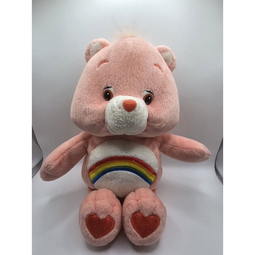 Vintage Cheer Bear 10” Pink Care Bear Plush Rainbow Belly